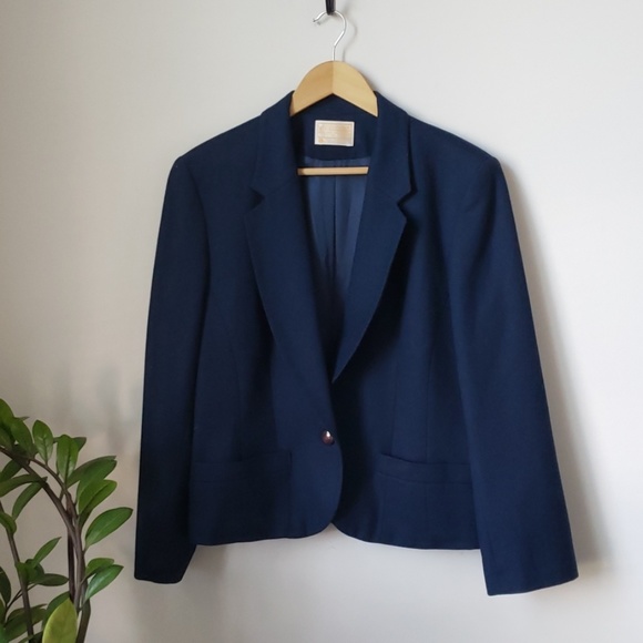 Vintage 1980s Navy Pendleton Wool Blazer Jacket - Picture 2 of 7